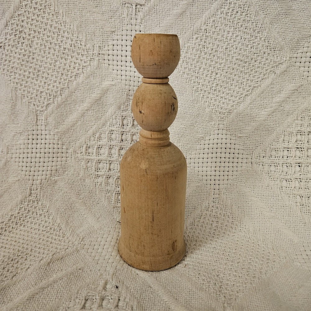 Vintage Turned Wood Taperd Candlestick Holder Handmade Farmhouse Decor